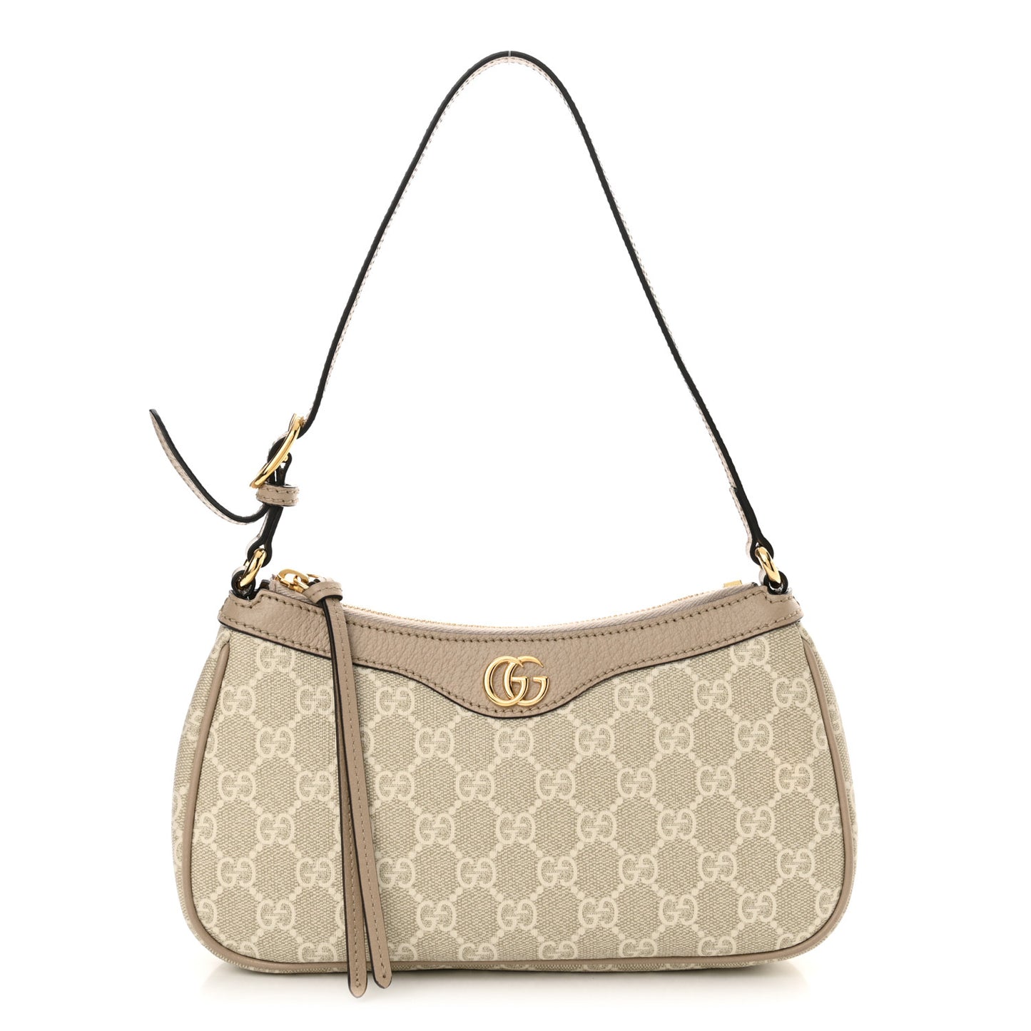 GG Supreme Monogram Textured Dollar Calfskin Small Ophidia Hobo Beige Mystic White Oatmeal