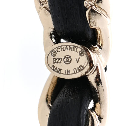 Chanel Metal Lambskin Quilted CC Turnlock Chain Hoop Earrings Gold Black 4 of 5