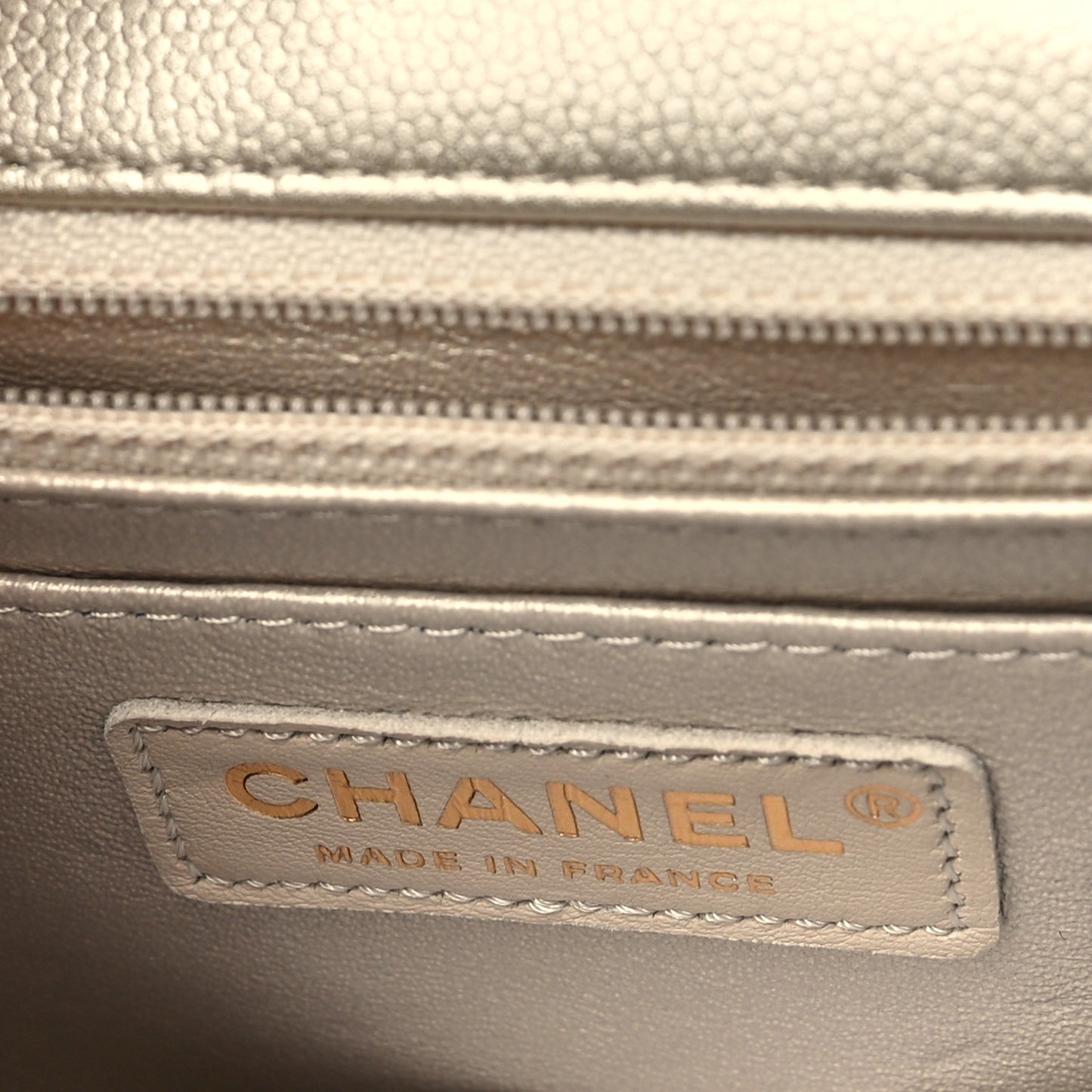 Metallic Caviar Quilted Mini Square Flap Light Gold