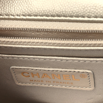 Chanel Metallic Caviar Quilted Mini Square Flap Light Gold 6 of 11