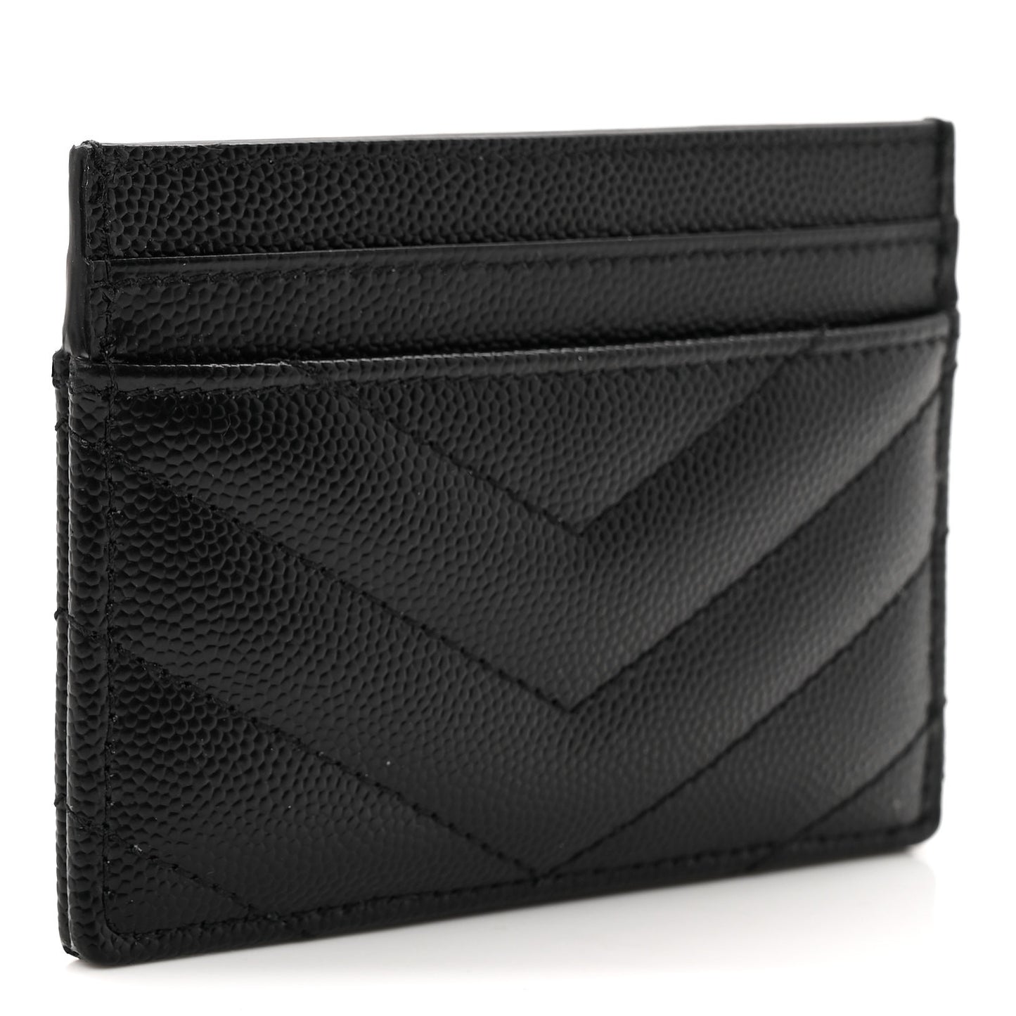 Grain De Poudre Matelasse Chevron Monogram Credit Card Case Black