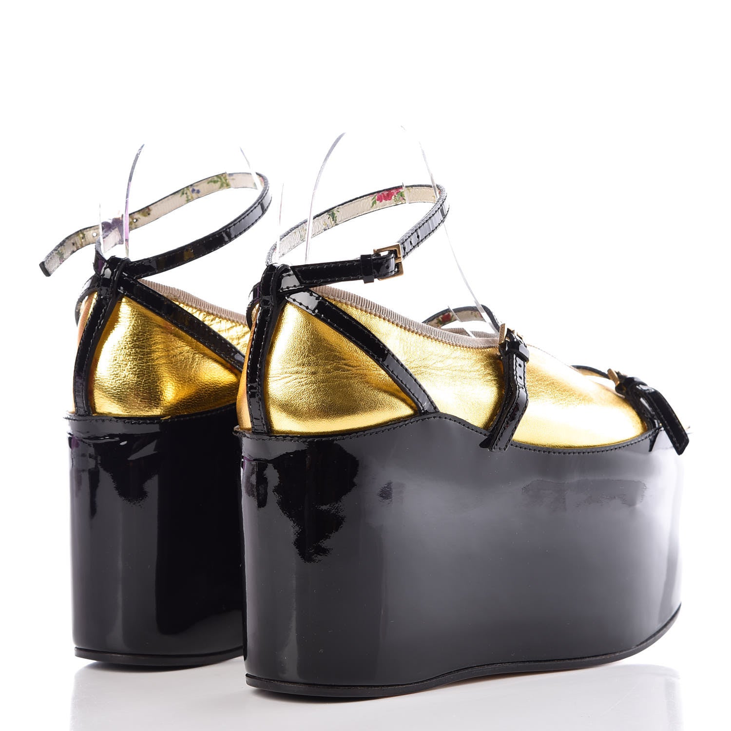 Gucci Metallic Nappa Patent Hannelore Detachable Platform Sandals 36.5 Gold 4 of 11