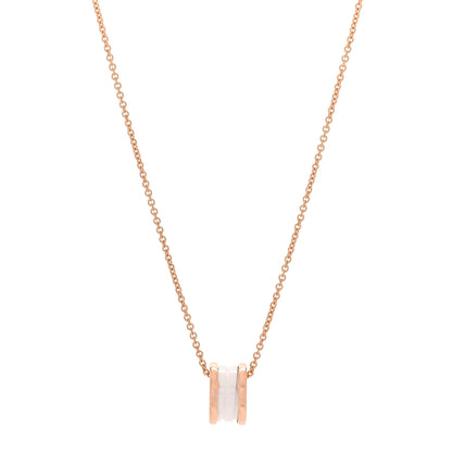 Bulgari 18K Rose Gold White Ceramic B.Zero1 Pendant Necklace 1 of 6