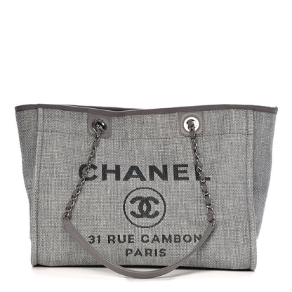 Chanel Woven Straw Raffia Small Deauville Tote Grey 1 of 10