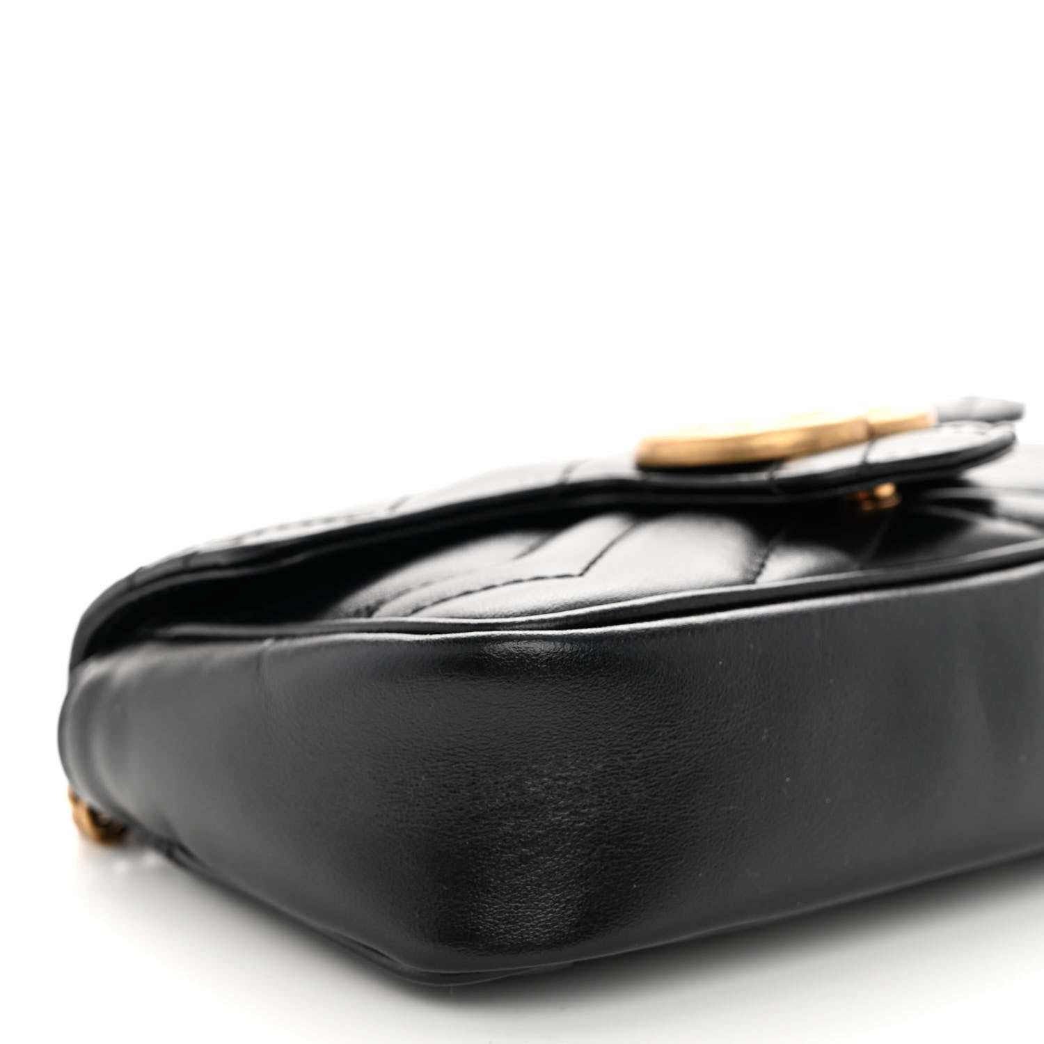 Gucci Calfskin Matelasse Super Mini GG Marmont Shoulder Bag Black 9 of 10
