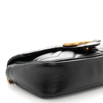 Gucci Calfskin Matelasse Super Mini GG Marmont Shoulder Bag Black 9 of 10