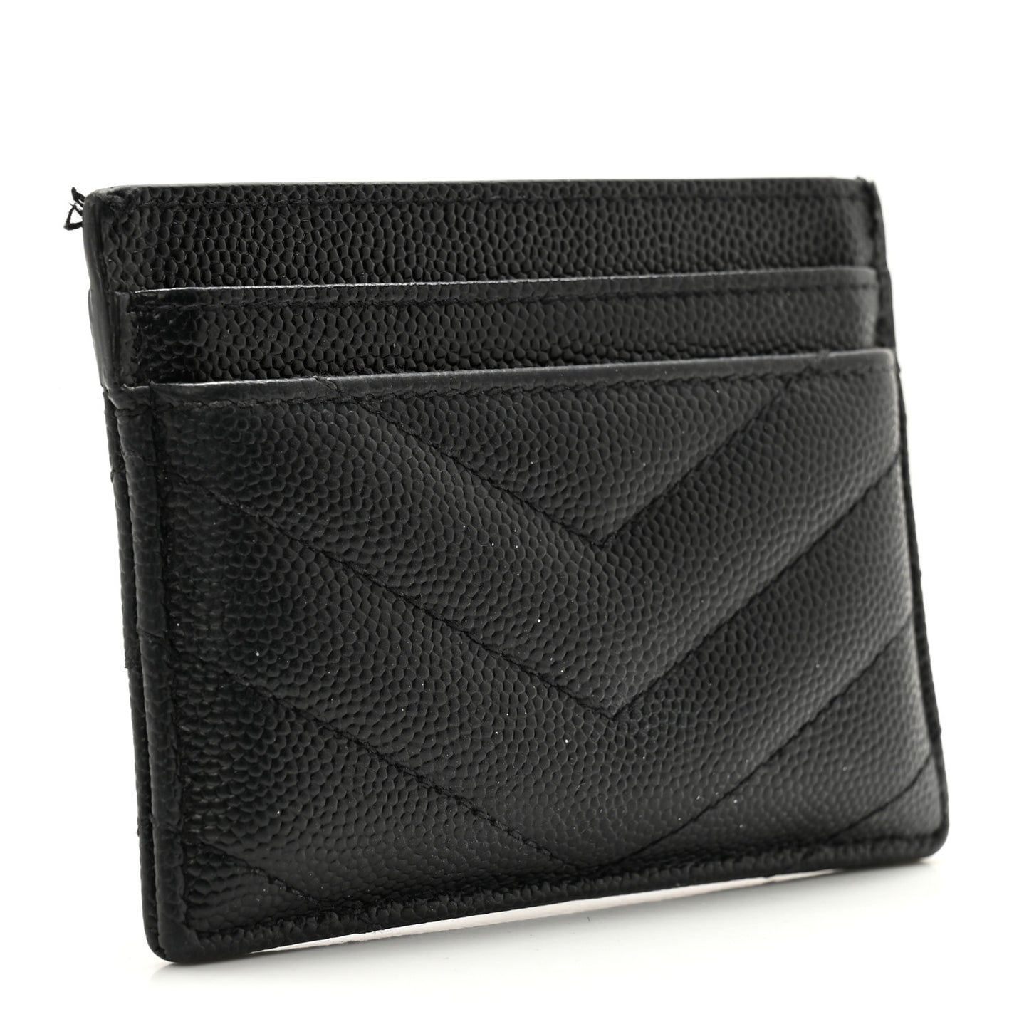 Grain De Poudre Matelasse Chevron Monogram Credit Card Case Black