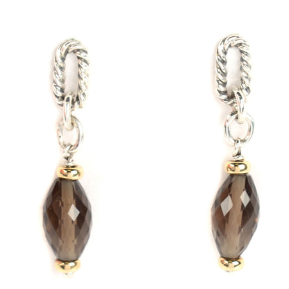 David Yurman Sterling Silver 18K Yellow Gold Smoky Quartz Figaro Earrings 1 of 5