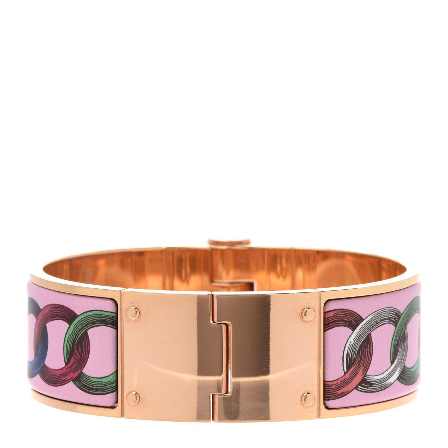 Enamel Printed Wide Les Chaines Hinged Bracelet L