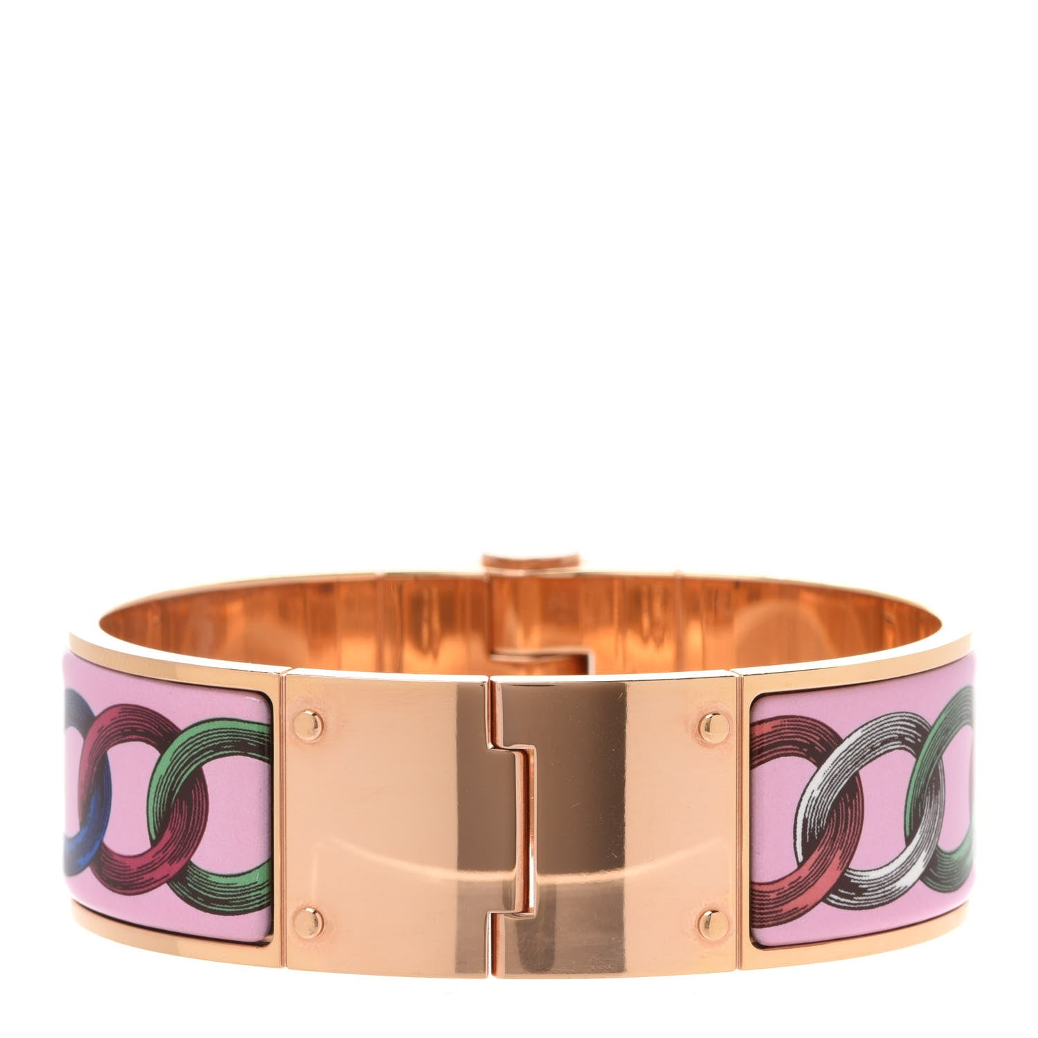 Hermes Enamel Printed Wide Les Chaines Hinged Bracelet L 3 of 6