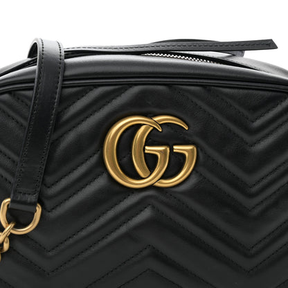Gucci Calfskin Matelasse Small GG Marmont Chain Shoulder Bag Black 8 of 11