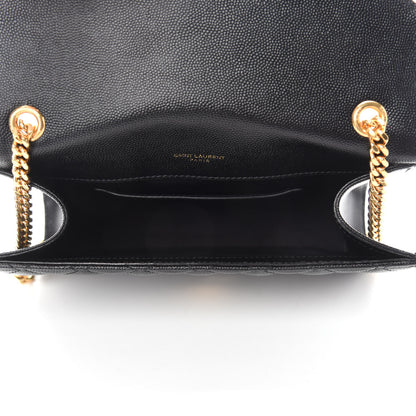 Saint Laurent Grain De Poudre Textured Mixed Matelasse Triquilt Small Monogram Satchel Black 5 of 11