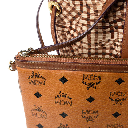 MCM Visetos Medium Liz Reversible Shopper Tote Cognac 34 of 39