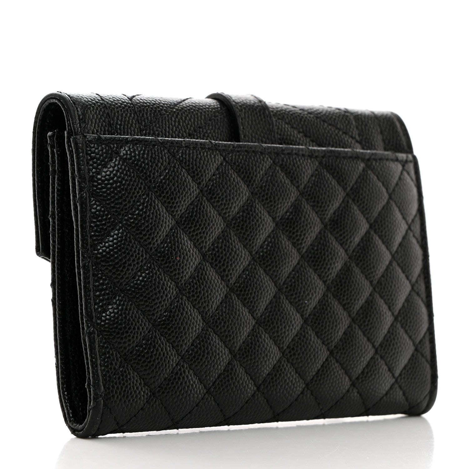 Saint Laurent Grain De Poudre Textured Mixed Matelasse Triquilt Small Monogram Envelope Wallet Black 3 of 6