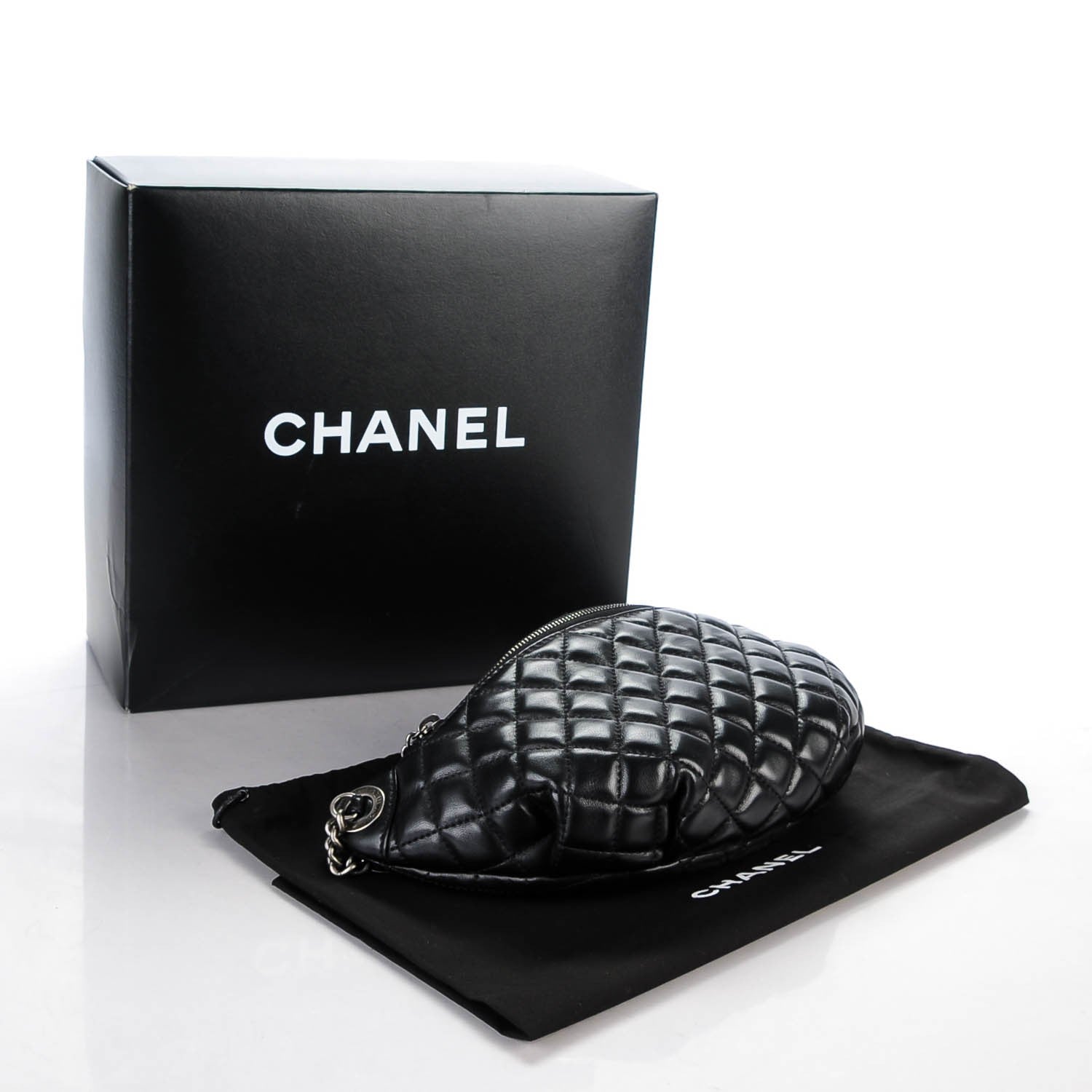 Chanel Lambskin Quilted Banane Waist Bag Fanny Pack Black 4 of 7