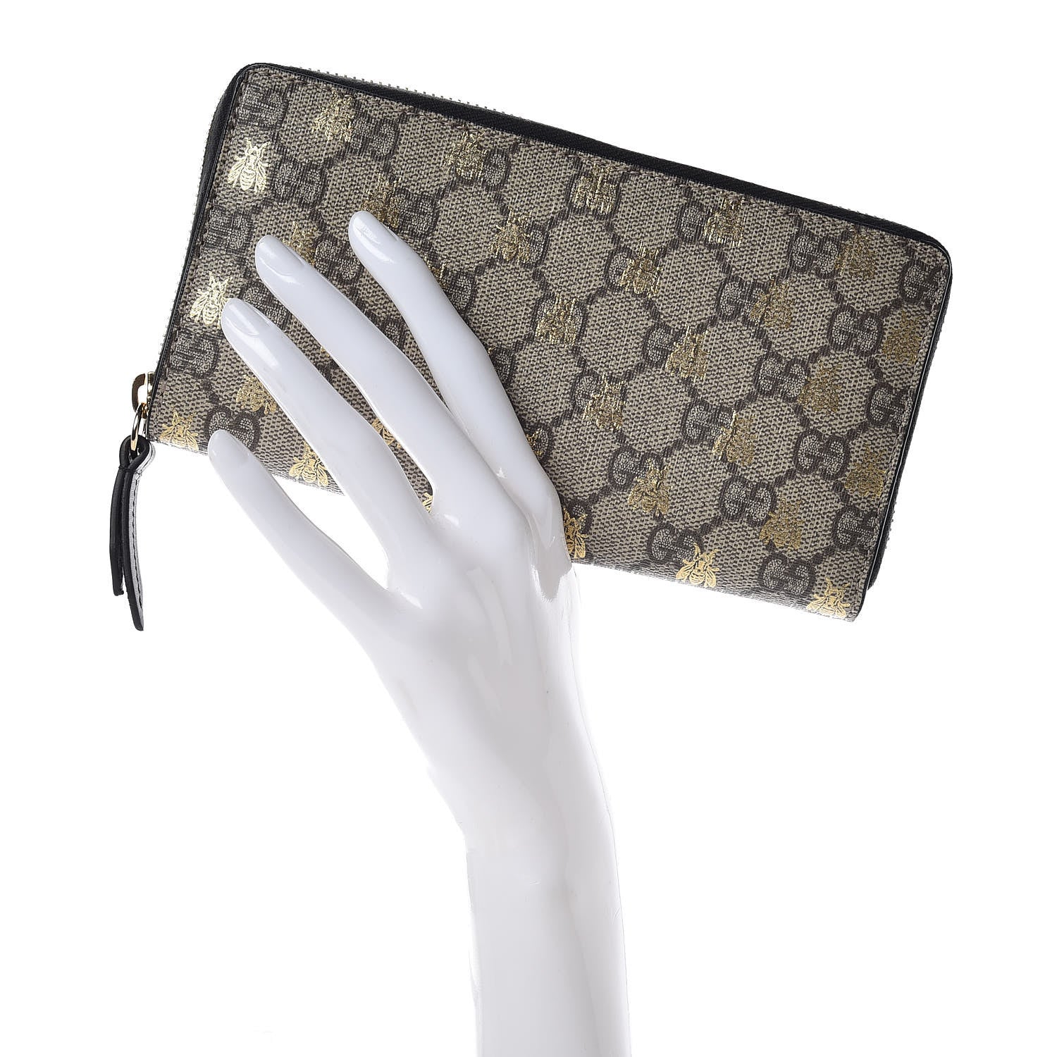 Gucci GG Supreme Monogram Bees Zip Around Wallet 2 of 10