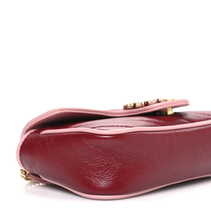 Gucci Azalea Calfskin Enamel Matelasse Diagonal Super Mini Torchon GG Marmont Shoulder Bag New Cherry Red Wild Rose 9 of 12