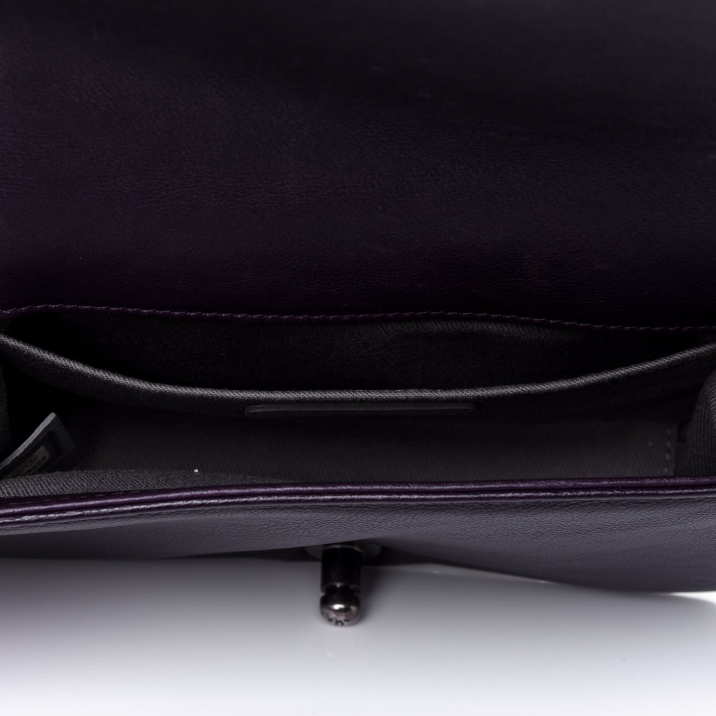 Calfskin Crystal Embossed Small Boy Flap Plum