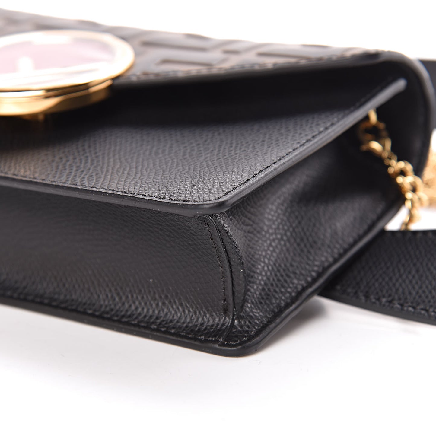 Vitello Cruise F is Fendi Bi-Color FF 1974 Embossed Envelope Belt Bag Maya Black