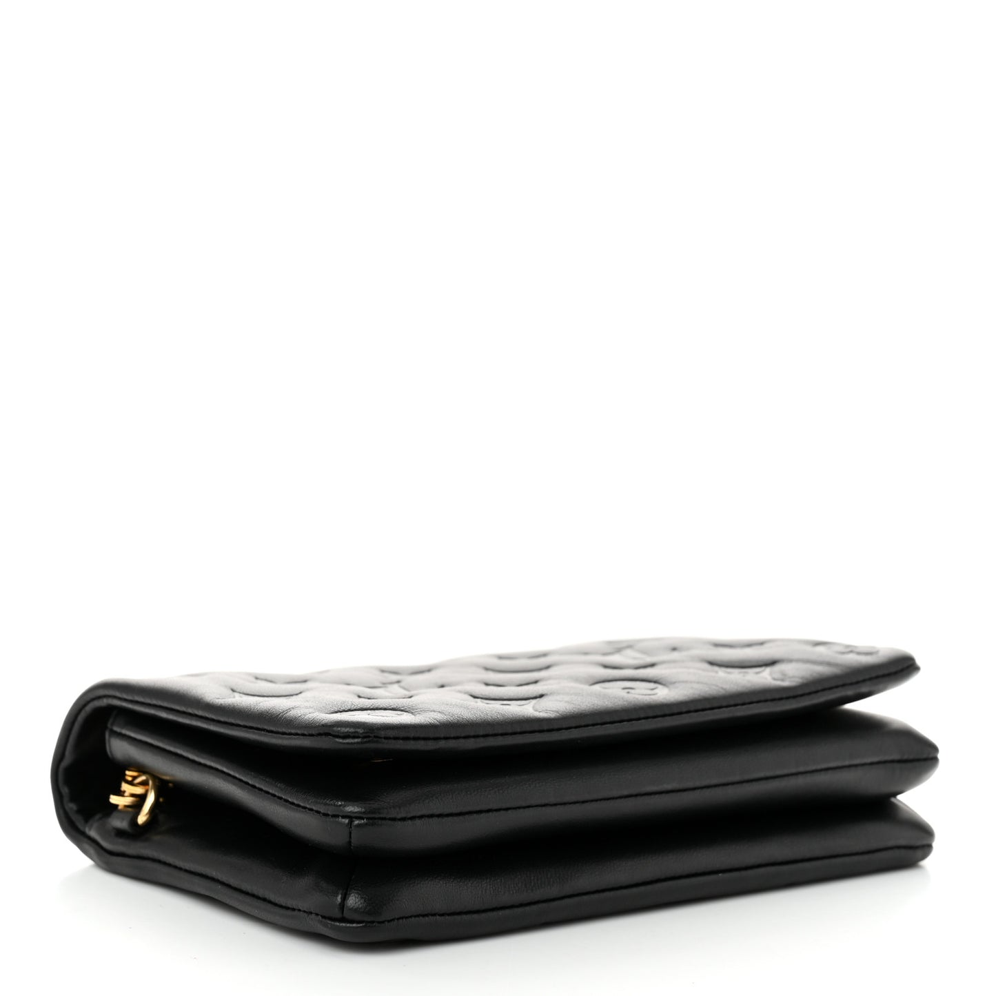 Lambskin Embossed Monogram Pochette Coussin Black