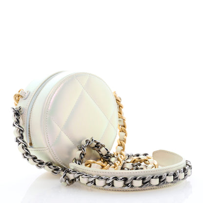 Chanel Iridescent Lambskin Quilted Chanel 19 Round Clutch With Chain Ivory 2 of 7