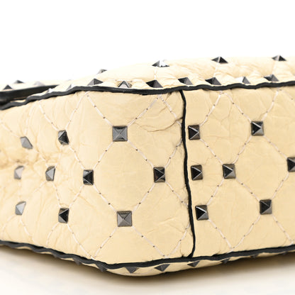 Valentino Garavani Craquele Nappa Medium Rockstud Spike Shoulder Bag Light Ivory 8 of 9