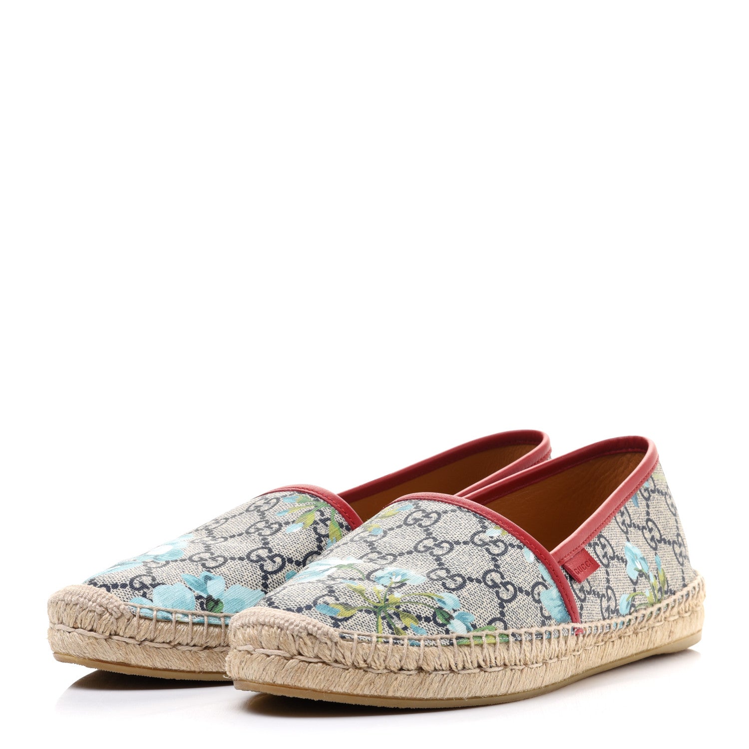 Gucci GG Supreme Monogram Blooms Espadrilles 39 Beige Blue Navy Hibiscus Red 4 of 12