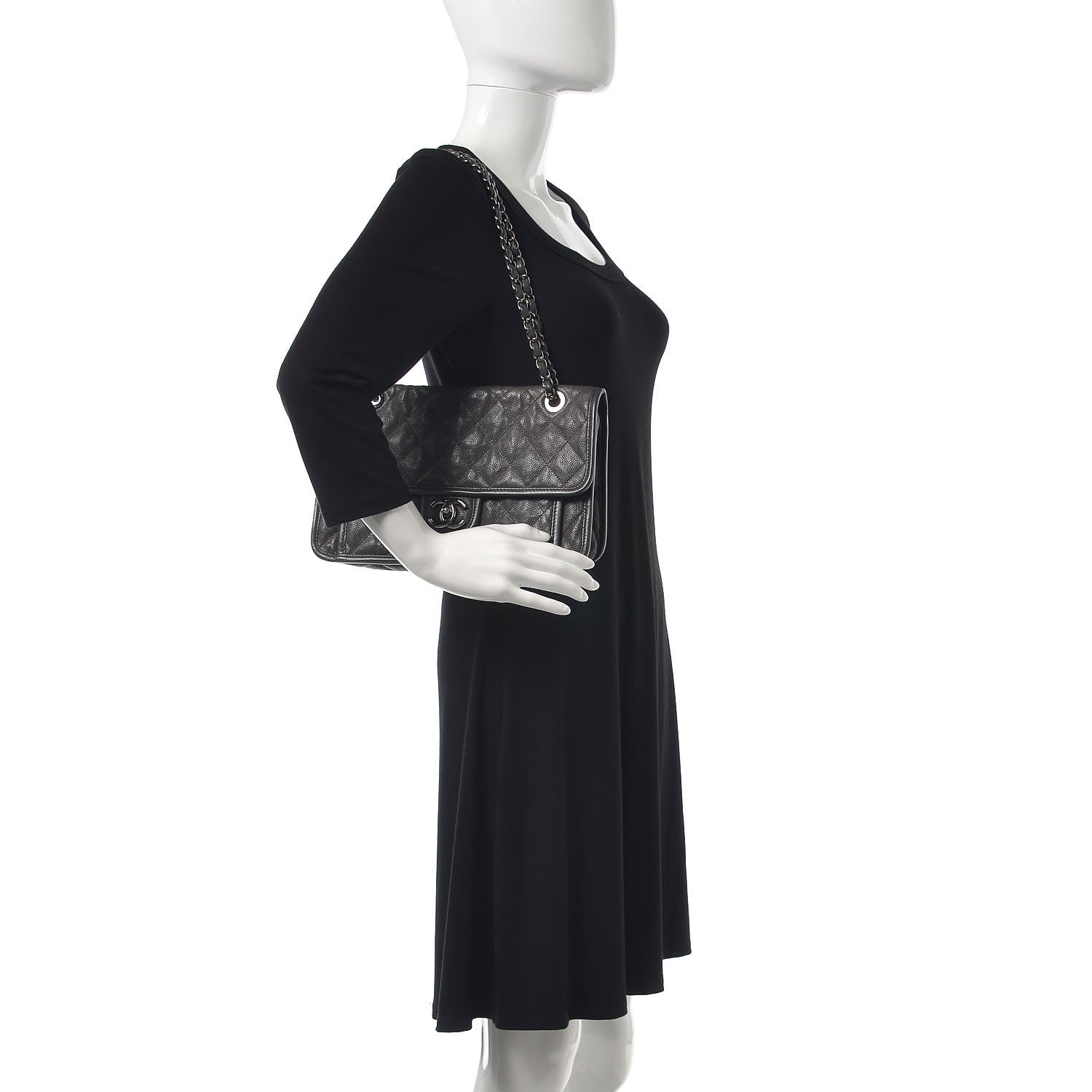 Chanel Caviar Quilted Medium French Riviera Flap Dark Grey 2 of 9