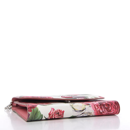 Dolce & Gabbana Dauphine Floral Print Wallet On Chain White Pink 4 of 10