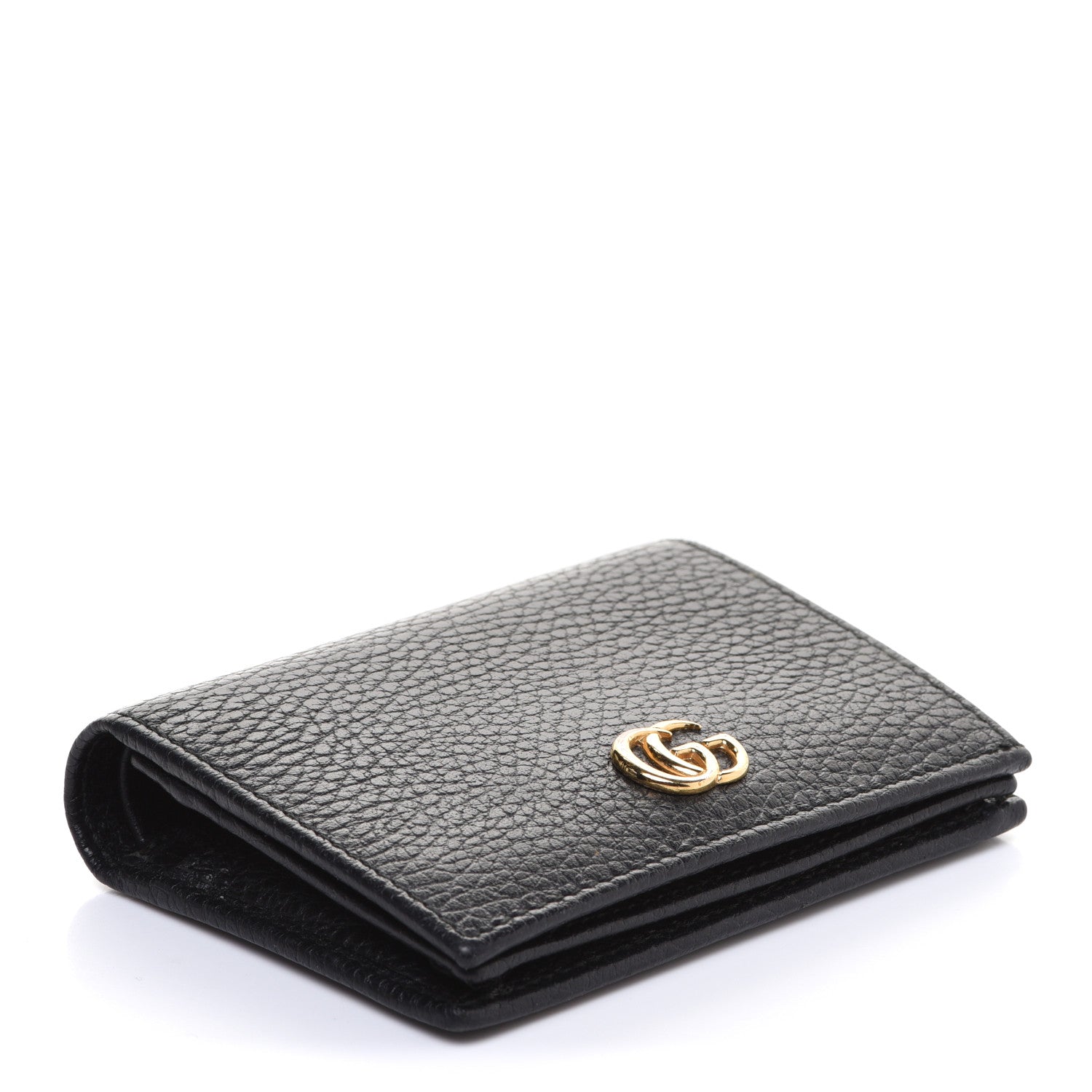 Gucci Pebbled Calfskin GG Marmont Card Case Black 4 of 8