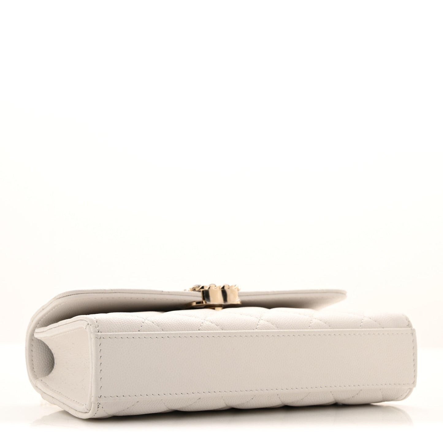 Caviar Quilted Chain Match Top Handle Phone Holder With Chain White