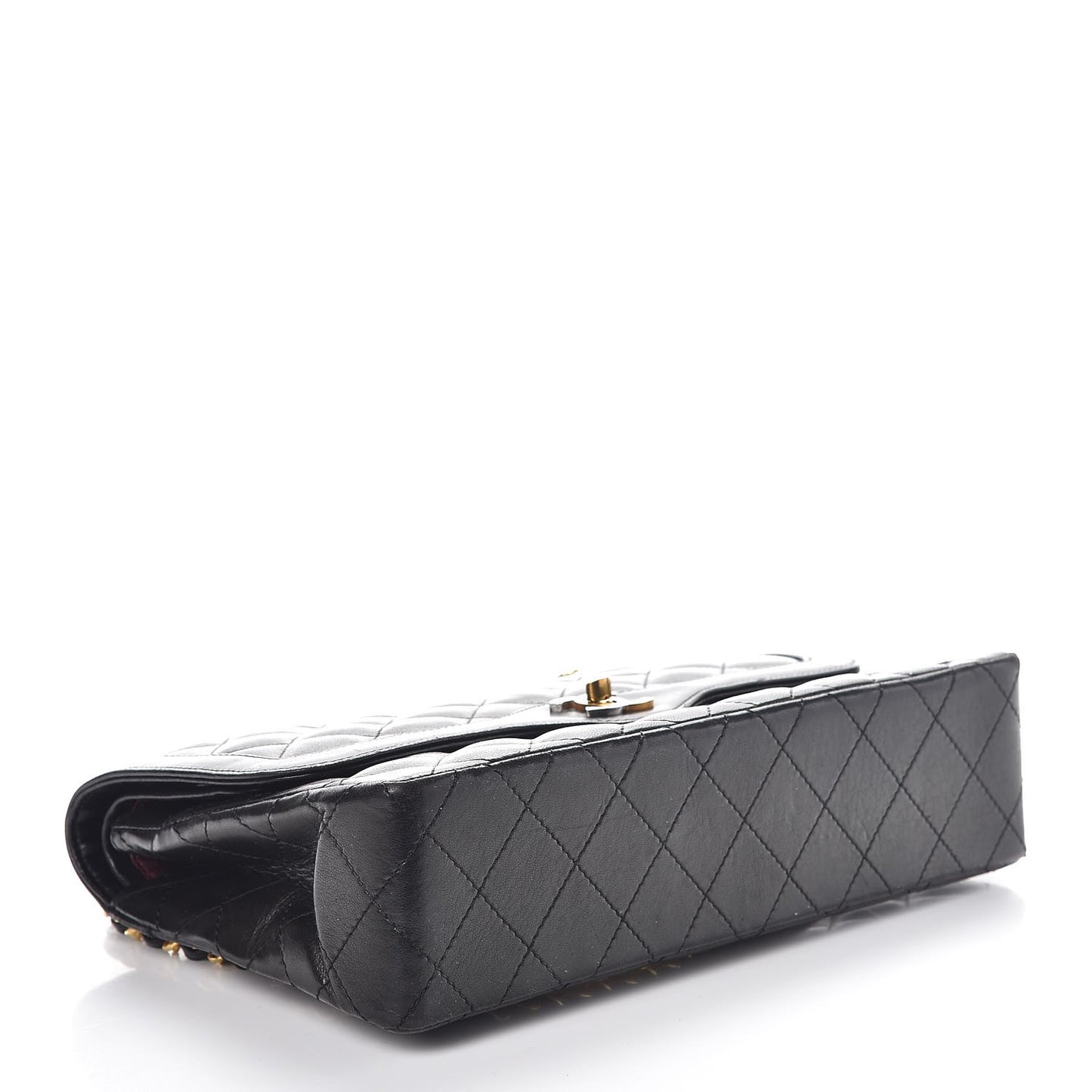 Lambskin Quilted Medium Double Flap Black