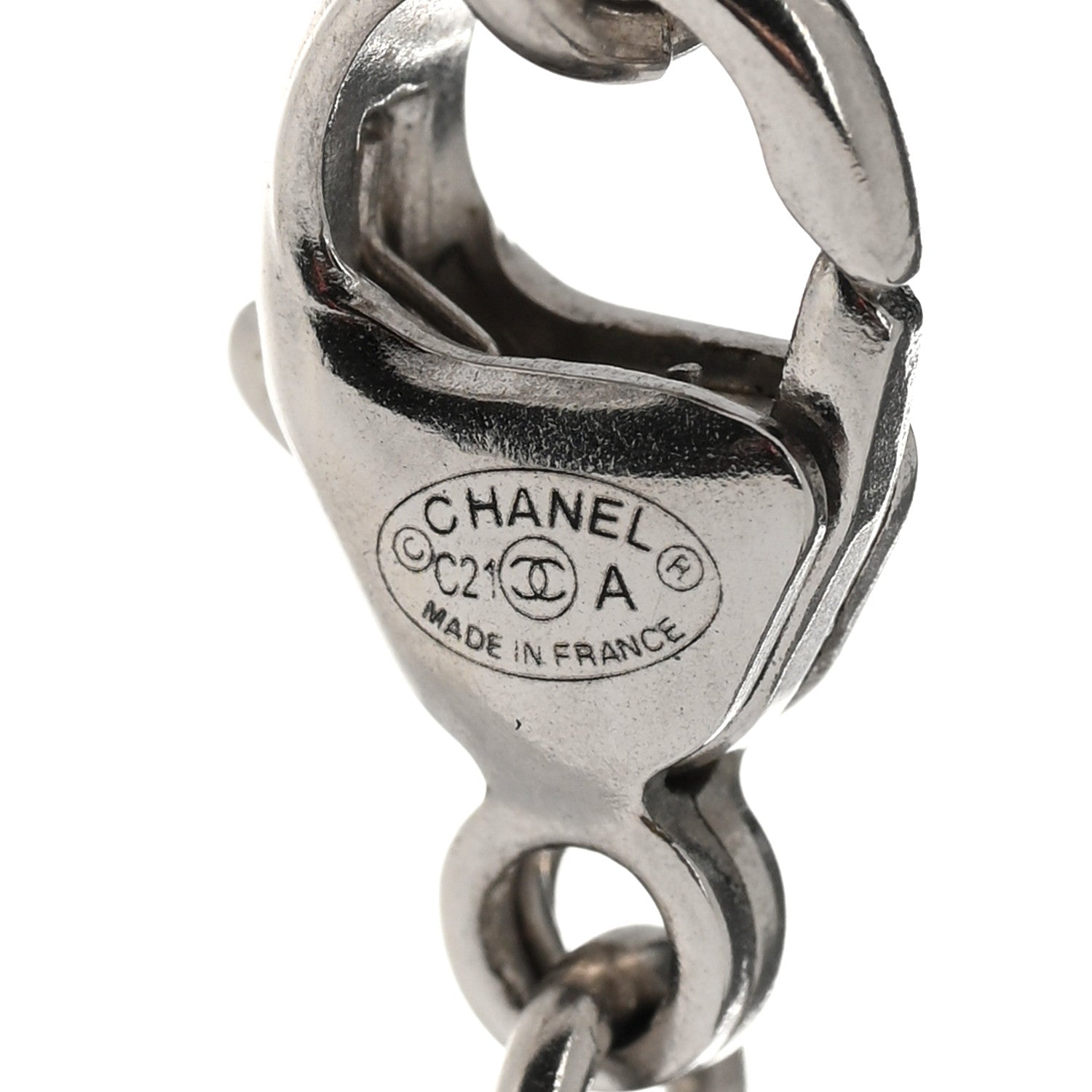 Chanel Ruthenium Crystal Pearl CC Pendant Necklace Silver 6 of 7