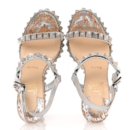 Christian Louboutin Liege Laser Wavy Pira Ryad 110 Wedge Sandals 37 Silver 2 of 10