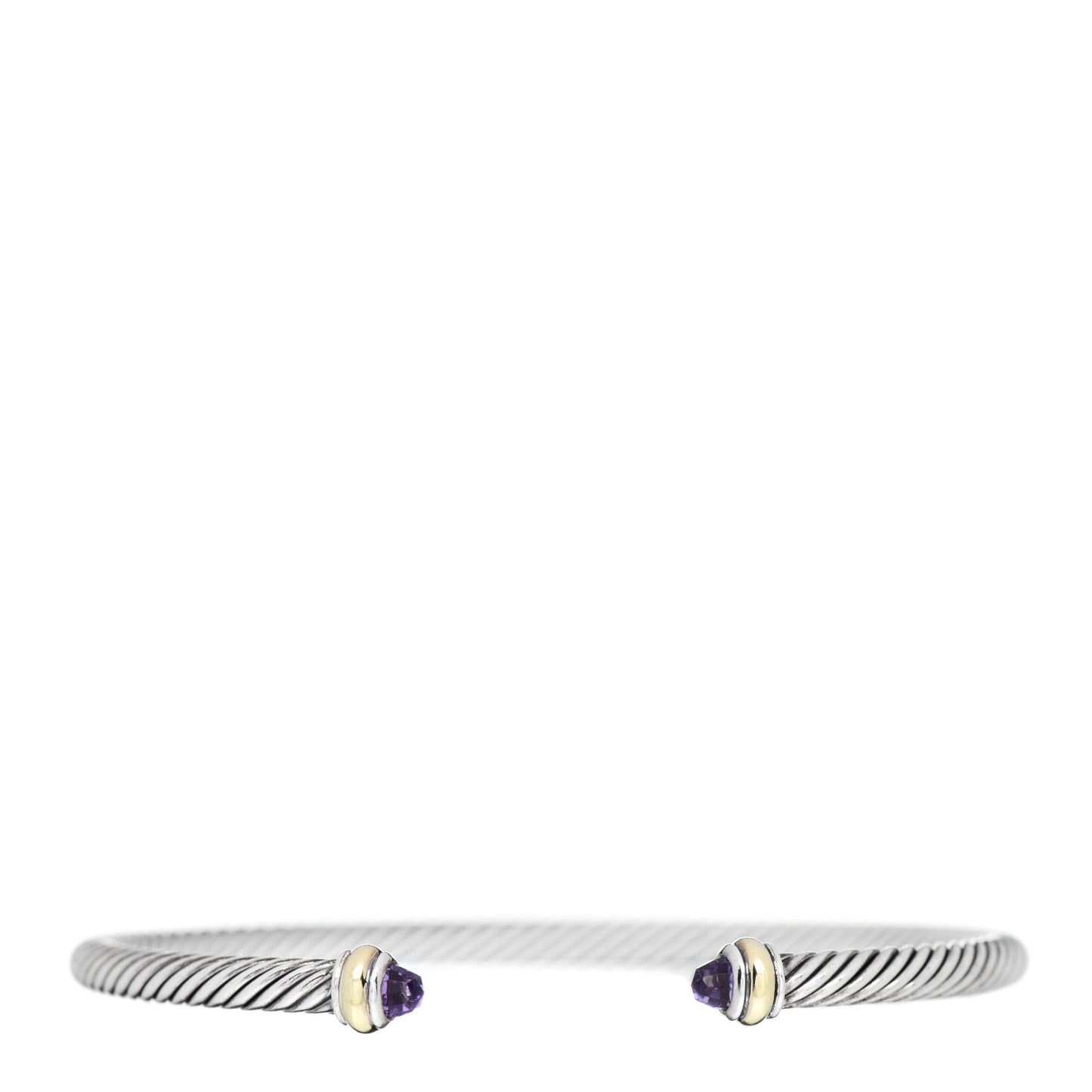 Sterling Silver 14K Yellow Gold Amethyst 4mm Cable Classics Bracelet