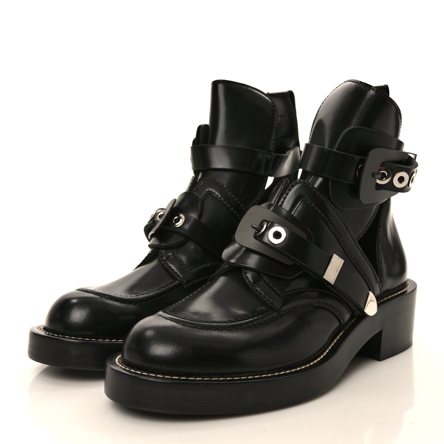 Brushed Calfskin Ceinture Ankle Boots 38.5 Black