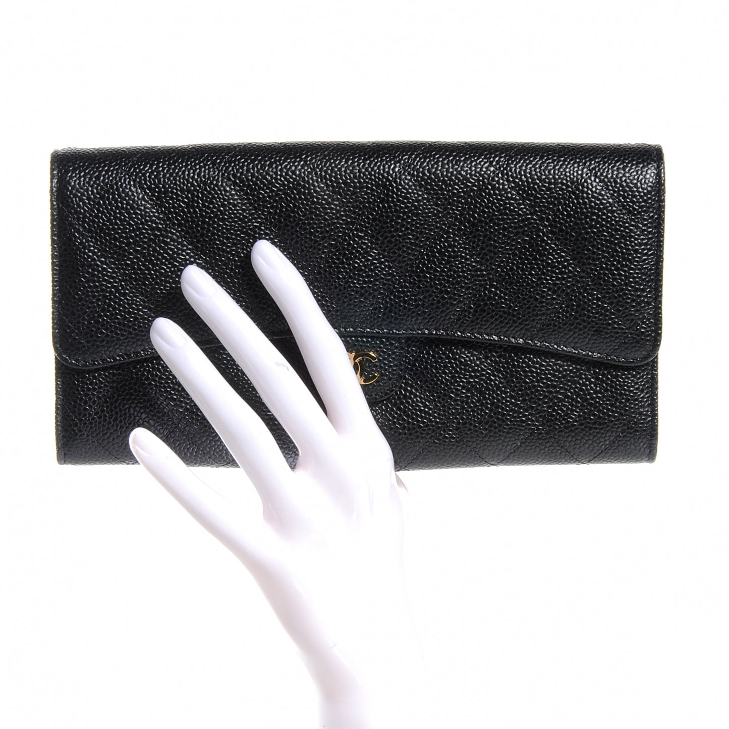 Caviar Quilted Travel Wallet Black