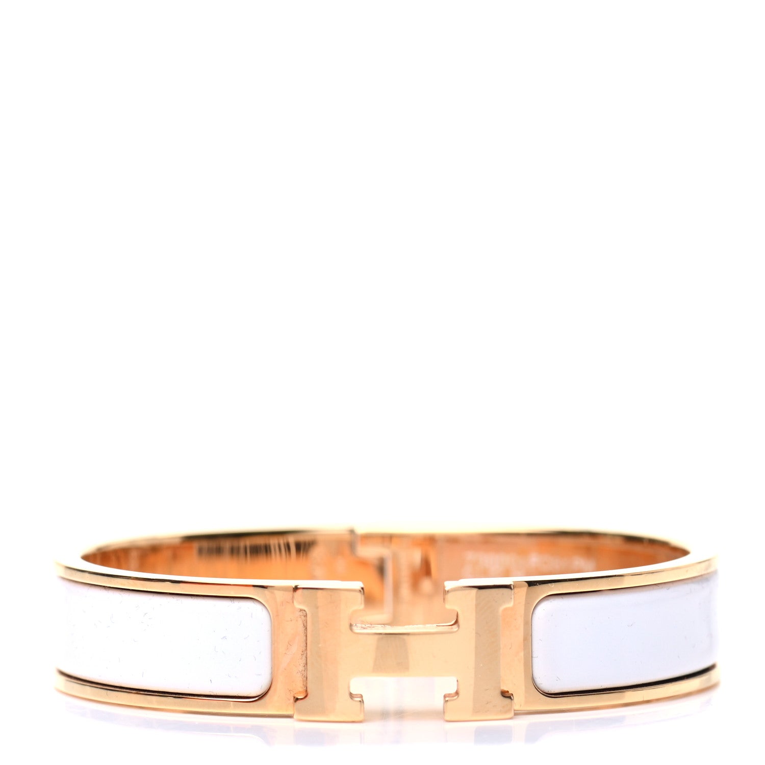 Hermes Enamel Narrow Clic Clac H Bracelet PM White 1 of 5