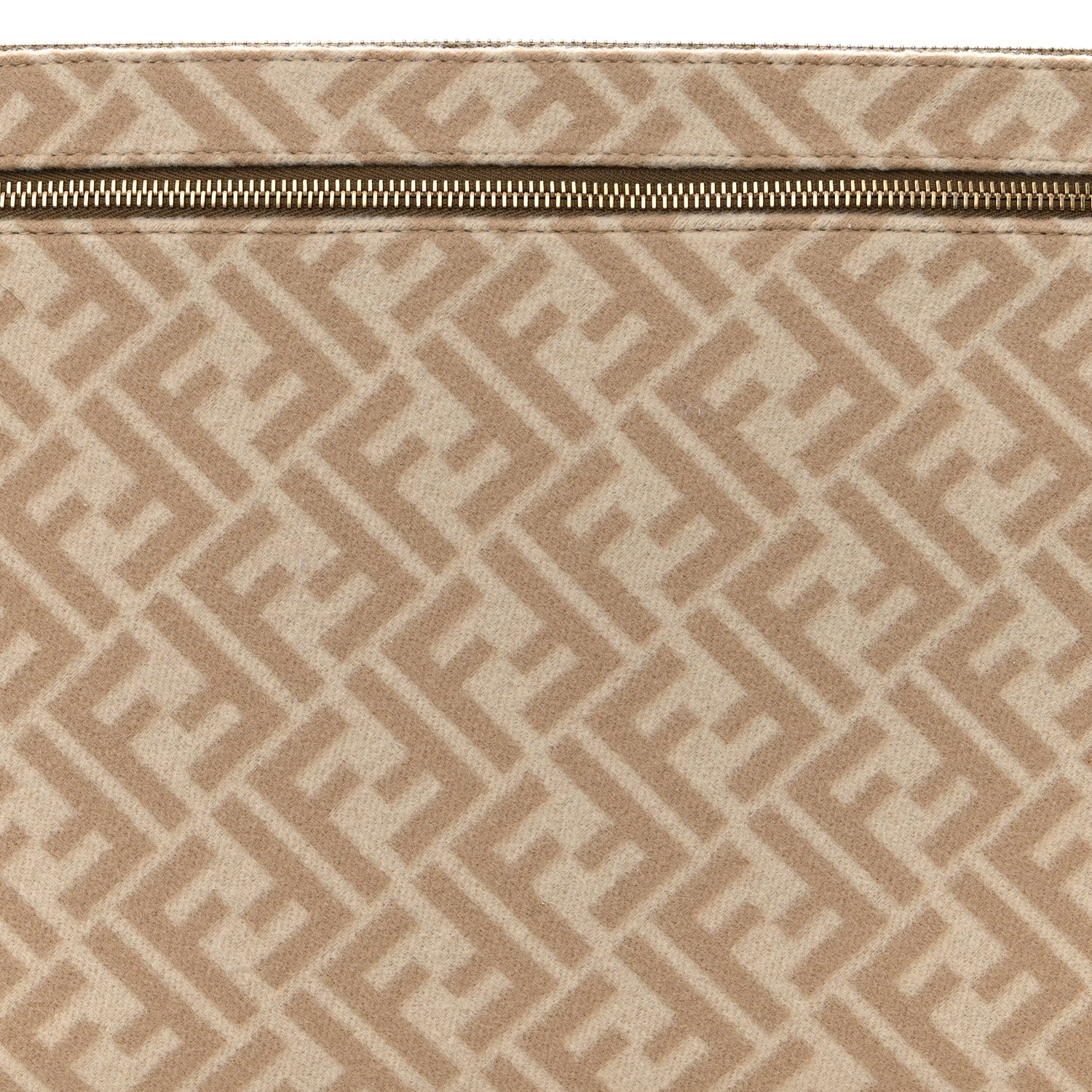 Fendi Wool Vitello King FF 1974 Diagonal Clutch Shoulder Bag Beige Cammello Sand 8 of 10