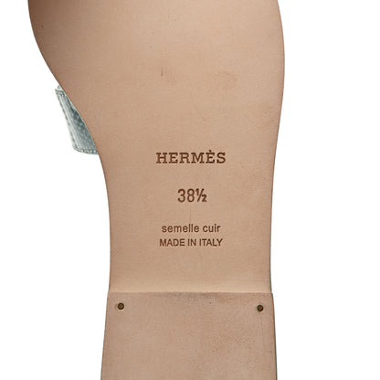 Hermes Lizard Oran Sandals 38.5 Vert Embrun 8 of 9