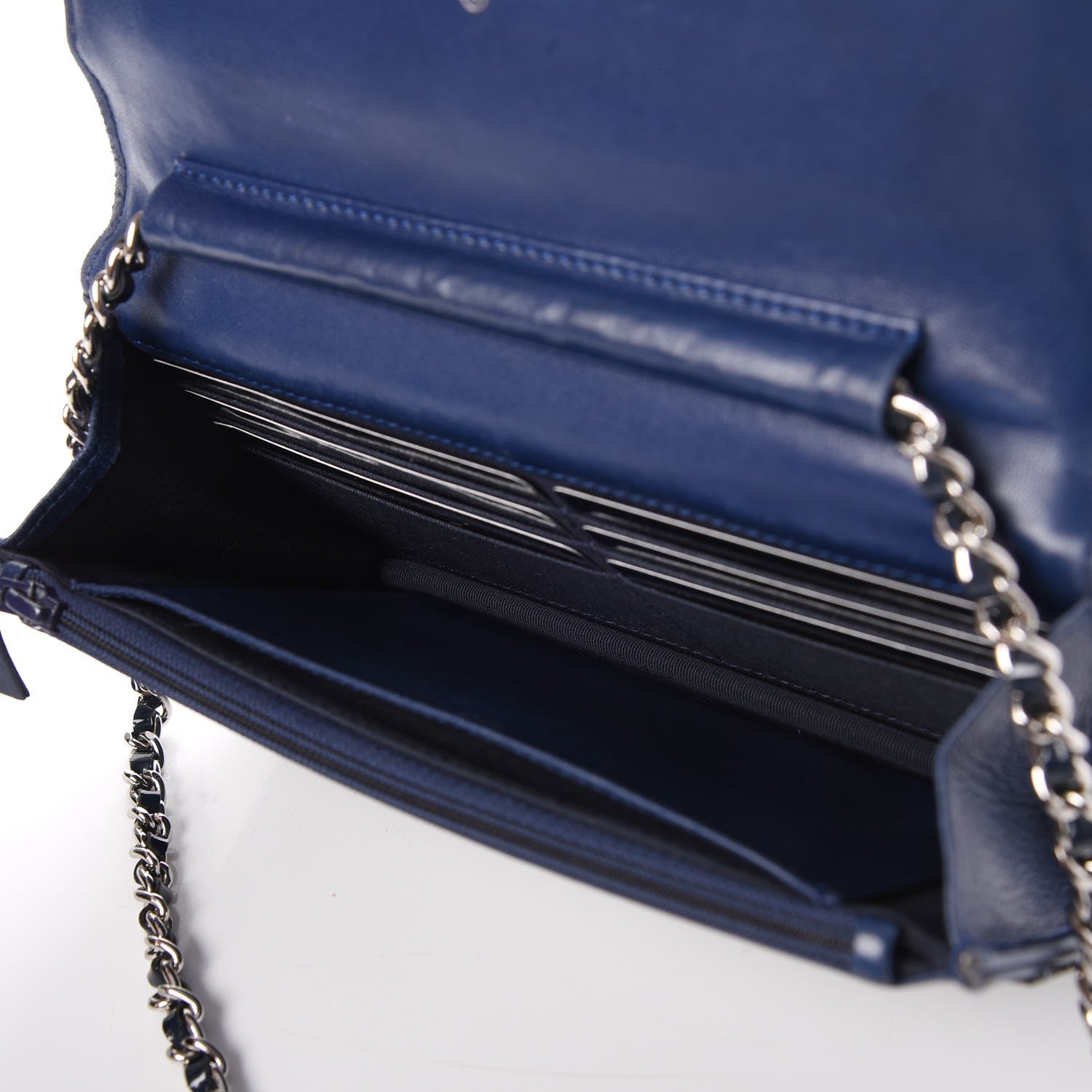 Chanel Patent Calfskin Quilted Reissue Wallet On Chain WOC Dark Navy Blue 5 of 9