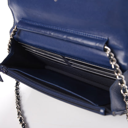 Chanel Patent Calfskin Quilted Reissue Wallet On Chain WOC Dark Navy Blue 5 of 9
