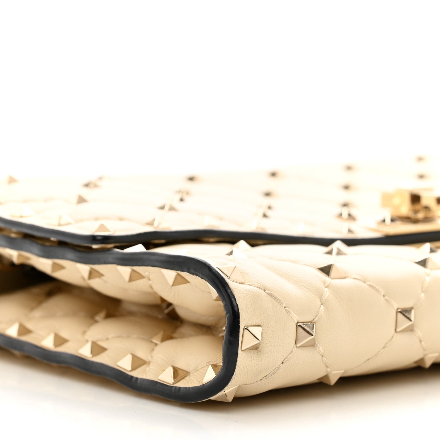Valentino Garavani Lambskin Rockstud Spike Wallet on Chain Light Ivory 8 of 10