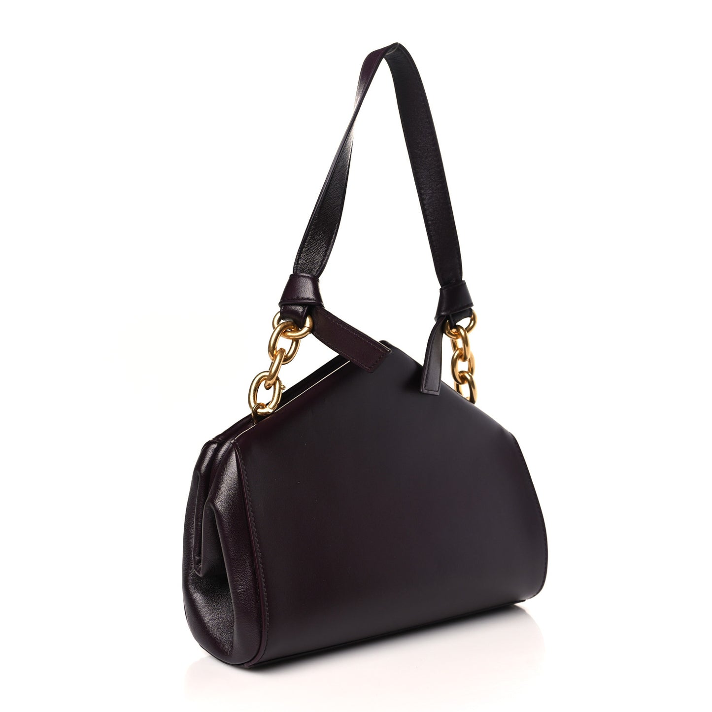 Nappa Angular Chain Knot Clutch Grape