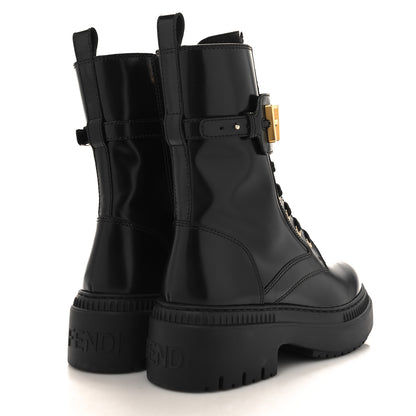 Fendi Vitello Abrasivato Fendigraphy 50mm Biker Boots 38 Black 4 of 9