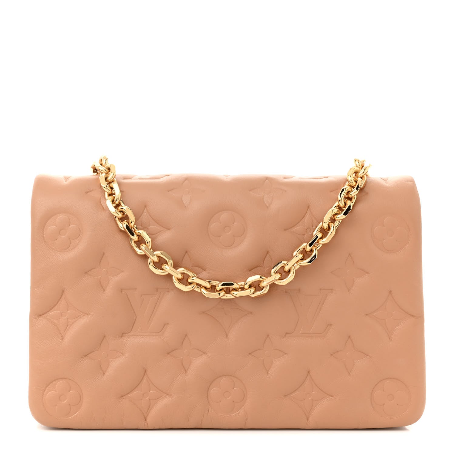 Louis Vuitton Lambskin Embossed Monogram Pochette Coussin Camel 1 of 13