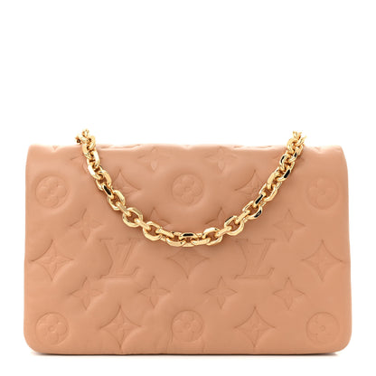 Louis Vuitton Lambskin Embossed Monogram Pochette Coussin Camel 1 of 13