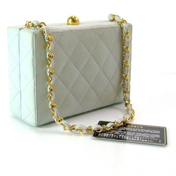 Chanel Lambskin Quilted Box Handbag Sky Blue 3 of 12