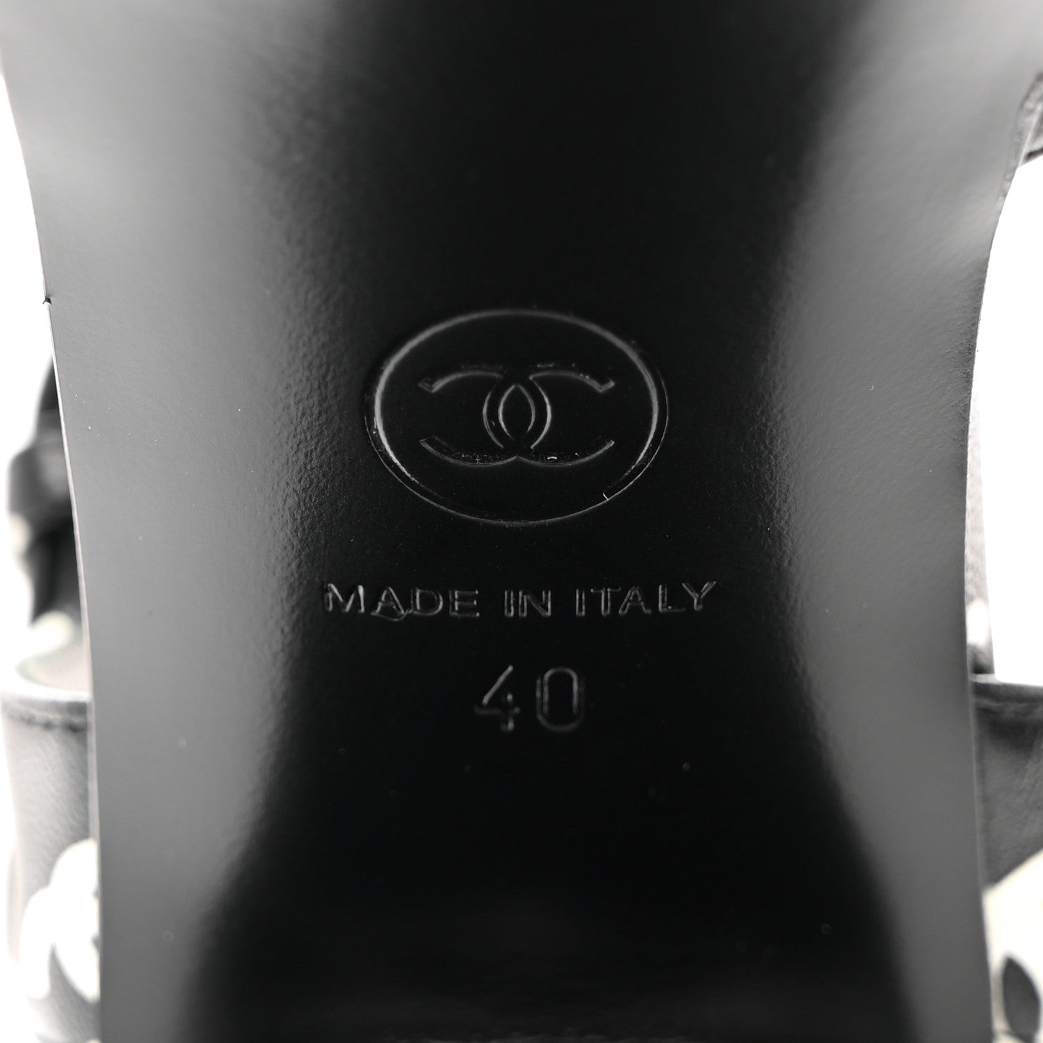 Chanel Printed Lambskin CC Platform Sandals 40 Black White 8 of 9