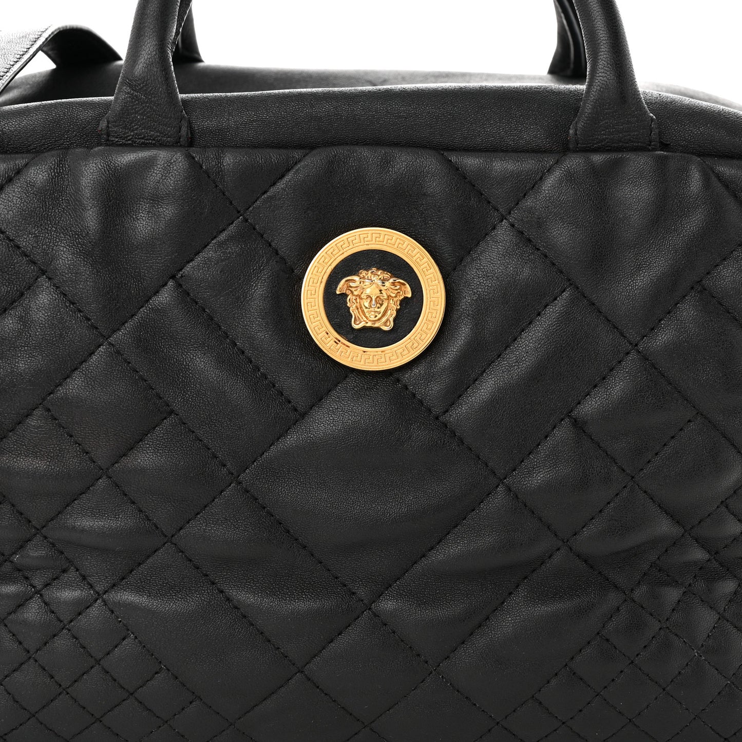Nappa Quilted Icon Bowler Bag Black